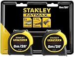 Stanley Tools FatMax Classic Tape Twin Pack 8m/26ft (Width 32mm), Yellow, STA581558