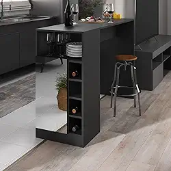 Bancada Balcão/mesa de Cozinha com Adega 1 Porta e Espelho Multimóveis Mp2248 Preto