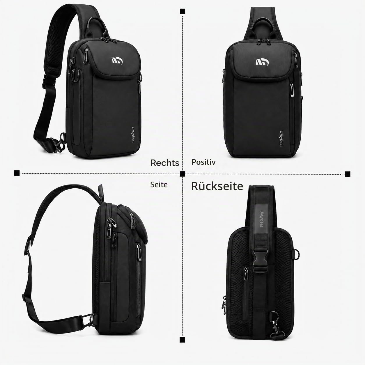 Sling Bag Herren Umhängetasche Wasserdichte Klein Schultertaschen Diebstahlsicher Crossbody Bag Damen für Outdoor Reisen Freizeit Sport