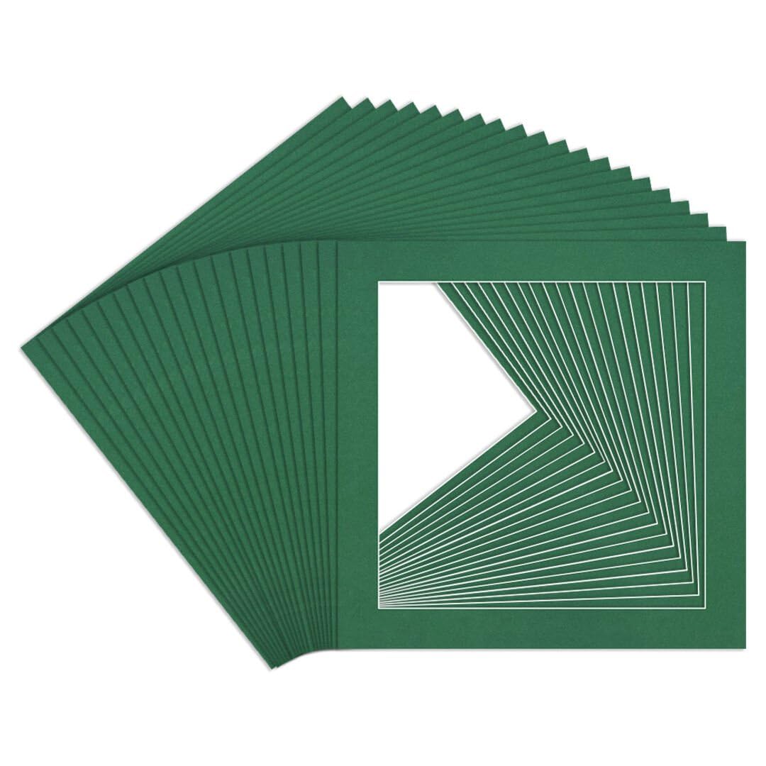 Procut Global 10x10" Emerald Picture Mounts to Fit 8x8" Aperture - Precision Cut Cardboard Photo Mount - Ideal for Frames, Prints, Artwork & Certificates - Sizes & Colours Available - 20 Pack — image 1