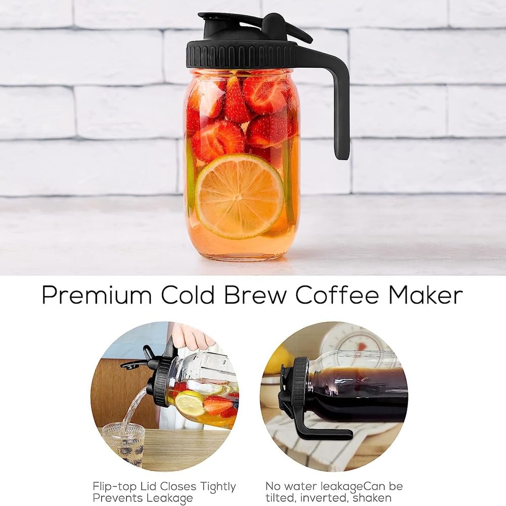 Mason Jar Pitcher 64 oz glazen kan met schenktuit deksels