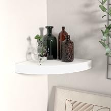 Floating Corner Shelf,Corner Storage Shelf,Wall Mount Shelf,Book Shelves for Bedroom,Invisible Mounting System,Kitchen, Office, Living Room,Bedroom,White 9.8"x9.8"x1.5" MDF