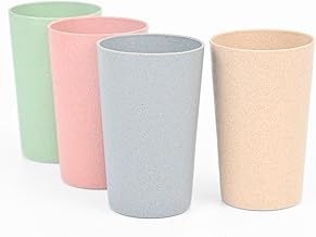 Eha Earth-Friendly Unbreakable Drinking Glass Set of 4 for Water and Juice | 250 ml Each | Tumblers Made with Rice Husk & Bamboo Fibers | Microwave Safe | for Hot & Cold |Multicolor