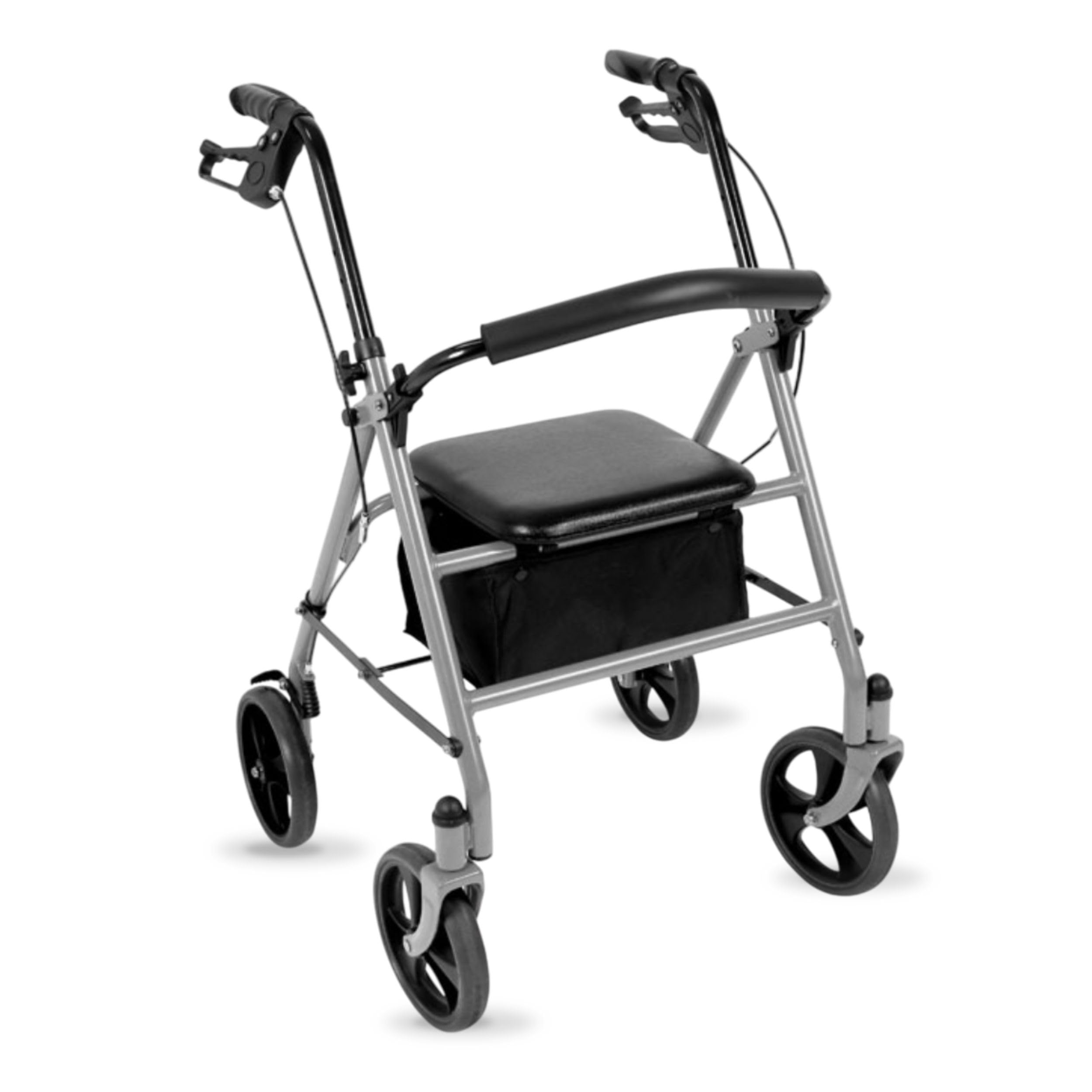 Rollator Deambulatore con Seduta per Anziani e Disabili - Deambulatore per Anziani 4 Ruote Pieghevole con Borsa e Schienale Ribaltabile ed Estraibile