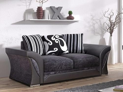 SHANNON FARROW Sofa, Corner sofa Universal or Left or Right, 3 2 1 seater, armchair, Swivel chair, in Grey/Black or Beige/Brown (GREY/BLACK, 2 SEATER)