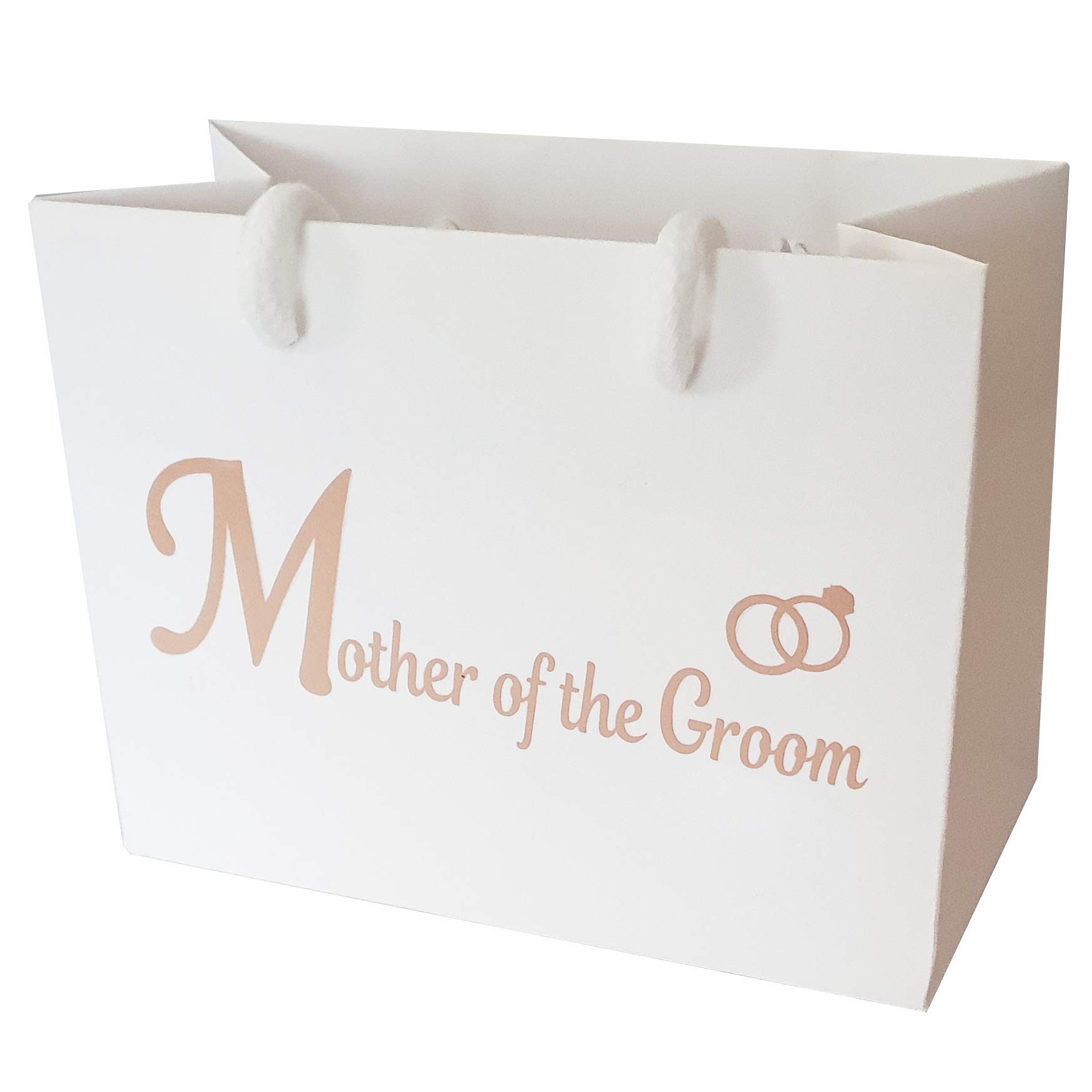 Small Wedding Gift Bags - White and Copper Gold Gift Bag with Rope Handles and Tissue Paper - Favours (Mother of the Groom)