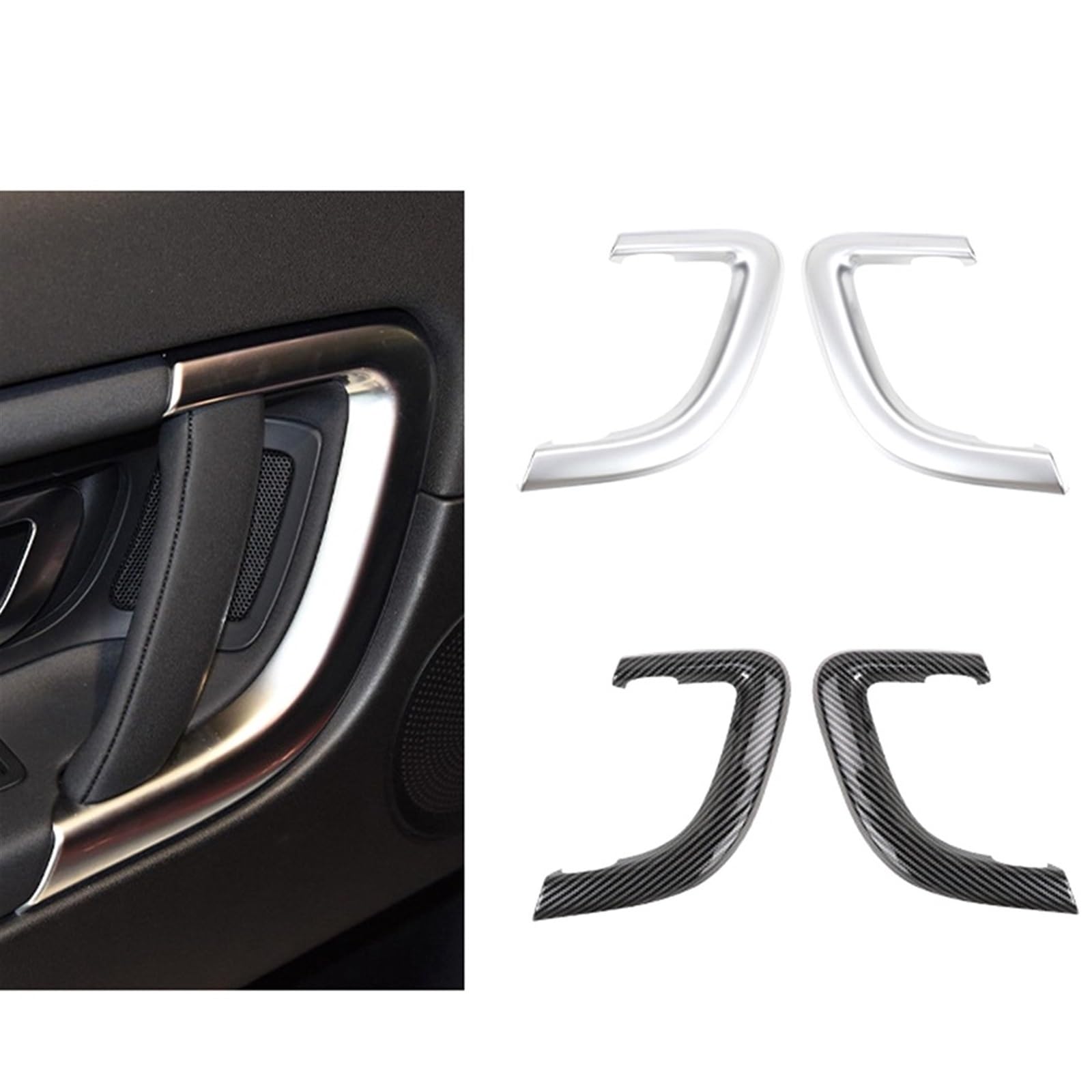 Dla Land For Rover dla Discovery 2015-2019 Włókno węglowe Wewnętrzne Drzwi Drzwi Uchwyt Pull Trim Rama Wystrój Wnętrze Samochodu Akcesoria do wnętrz