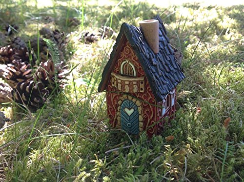 Midene Miniature House Ceramic House Cone Incense Holder Burner Handcrafted Collectible Miniature Red House Handmade #TOP1