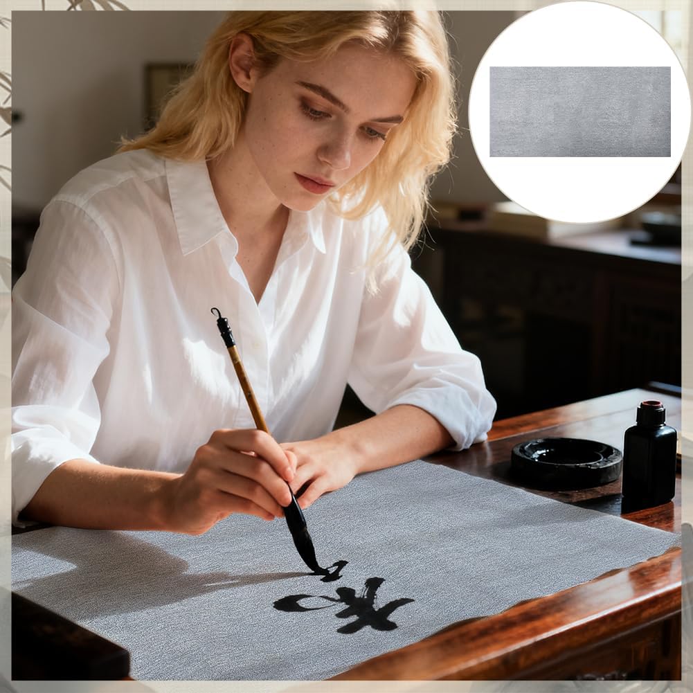 FINGERINSPIRE 12PCS Reusable Water Drawing Writing Cloth 26.7x13.3inch Black Rectangle Imitation Rice Paper for Practicing Chinese Calligraphy Traditional Chinese Calligraphy Fabric for Practicing
