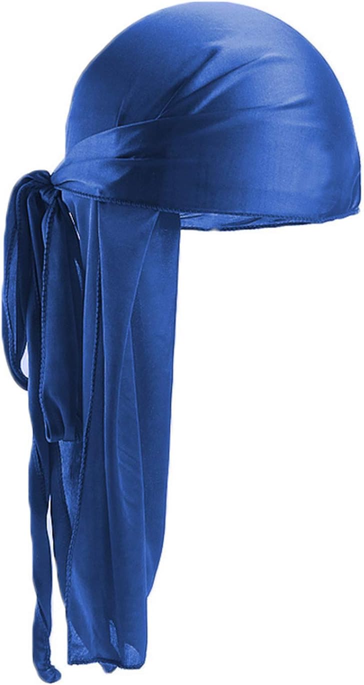 – Long Tail Durag, Silk Durag 360 Waves Headwraps Wide Straps Pirate Hair Loss Chemo Cap Bandana Turban Hat for Women and Men Hip-hop and Daily Decoration