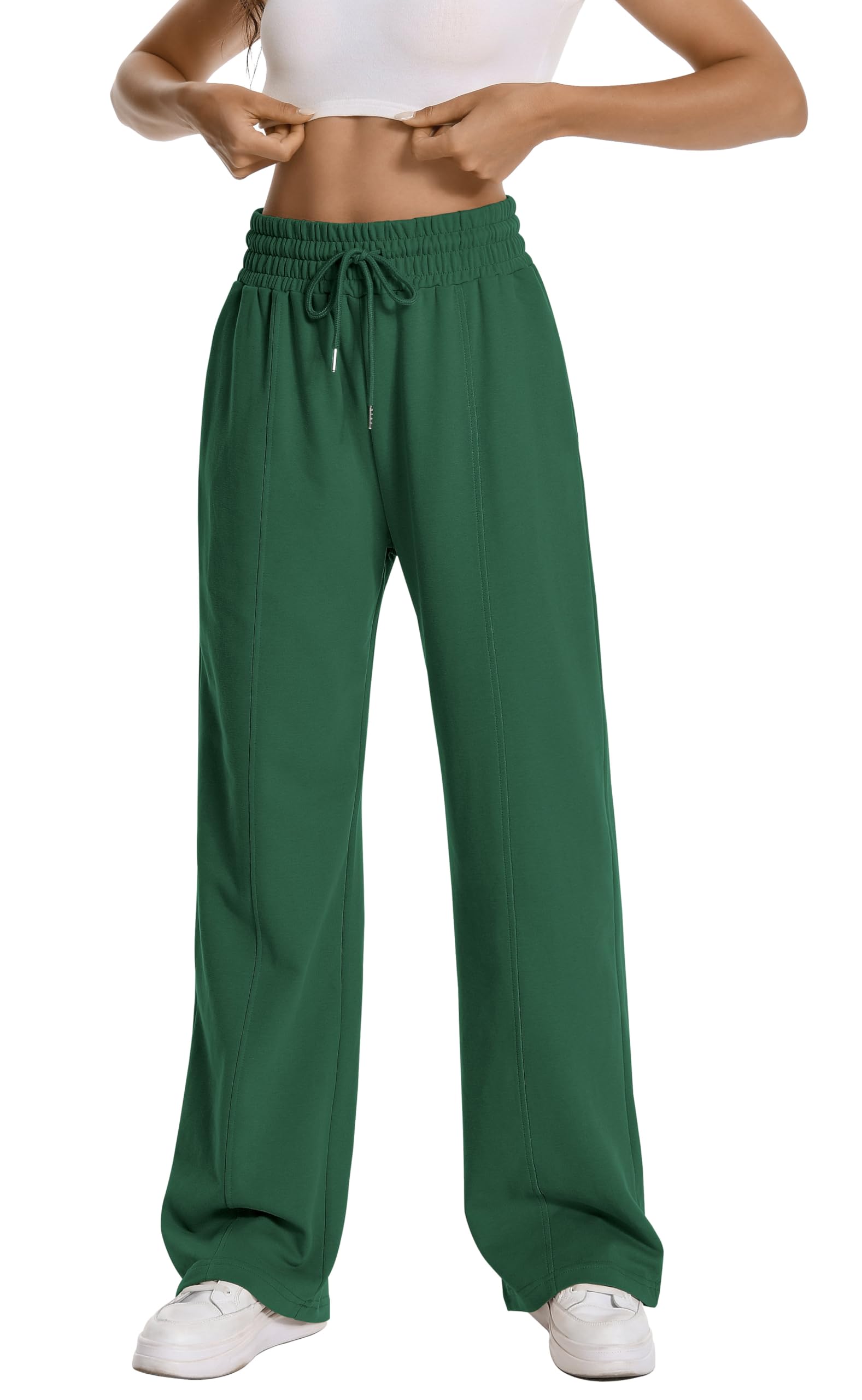 Women Cotton Sweatpants Straight Leg Pants Side Hidden Pockets 30‘’ Inseam | Casual Sweatpants Designed With Convenient Exposed Pockets, Ideal For Daily Loungewear, Workout And Casual Outdoor Daily Wear