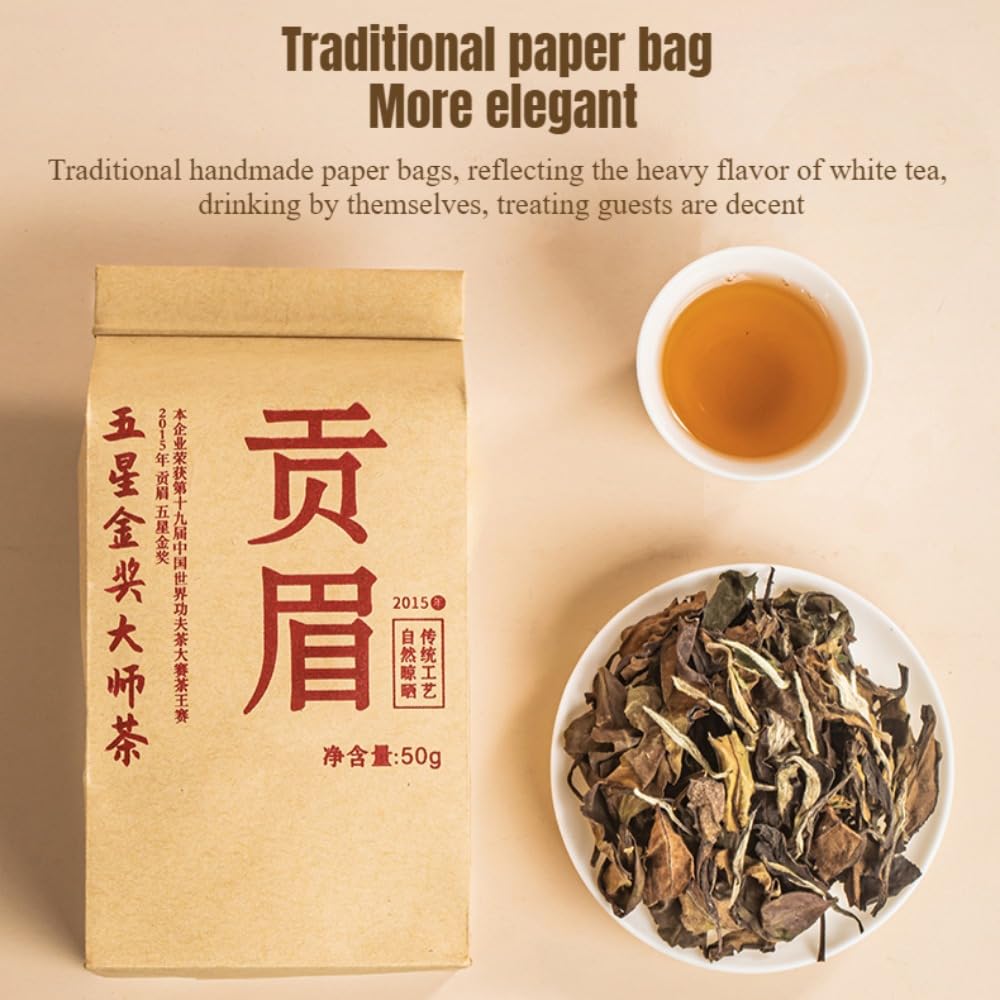Weißer Tee Erster Klasse (50 G * 5 Packung Tee + 2 Tassen) Gold Award Fuding Date Aromatisierter Gereifter Gongmei Loser Weißer Tee