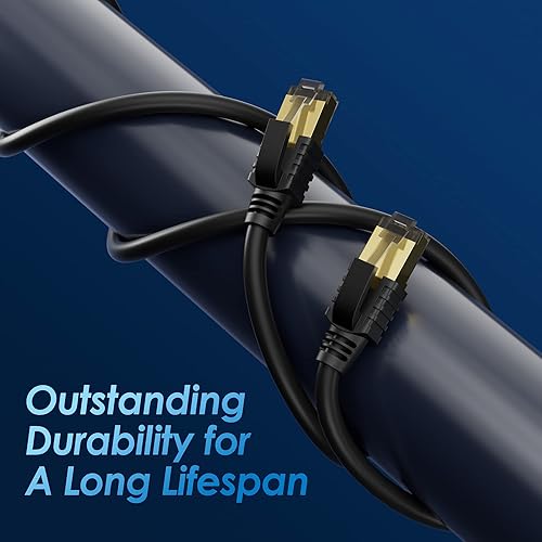 Miniatura 5 de Cable Ethernet Cat 7 de 300 pies, cable de Internet largo de alta velocidad, cable de red LAN CAT7 RJ45, cable de conexión SFTP de triple blindaje