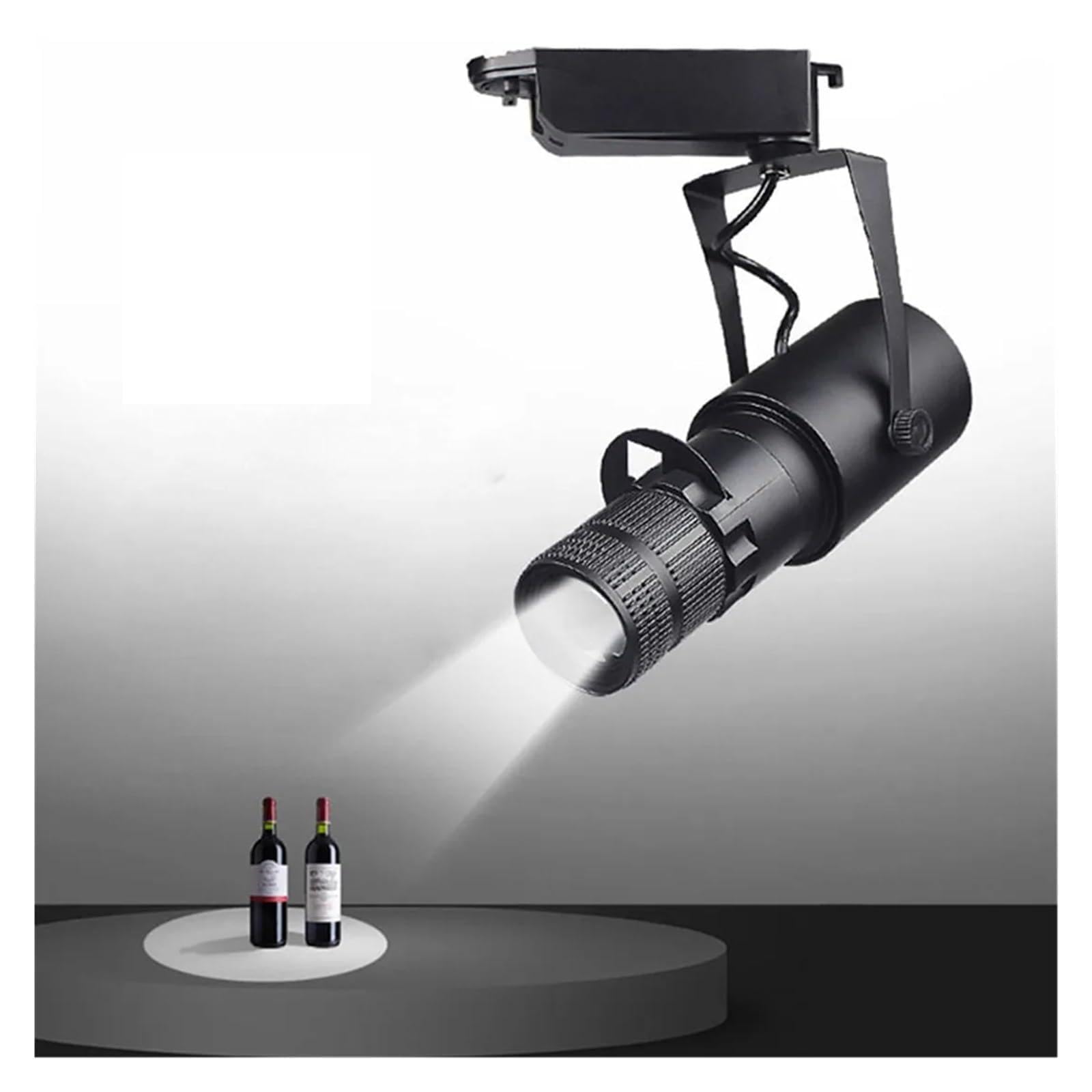 Projecteurs zoom for scène de théâtre, projecteurs de logos à LED sur rail, éclairages Gobo industriels for entreprises, restaurants, magasins, mariages(Black track 30W,2700K Warm)