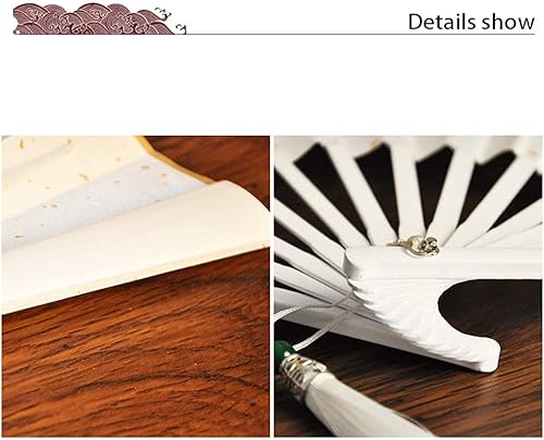 Miniatura 7 de Wen Kexing - Ventilador plegable de mano con borla blanca china