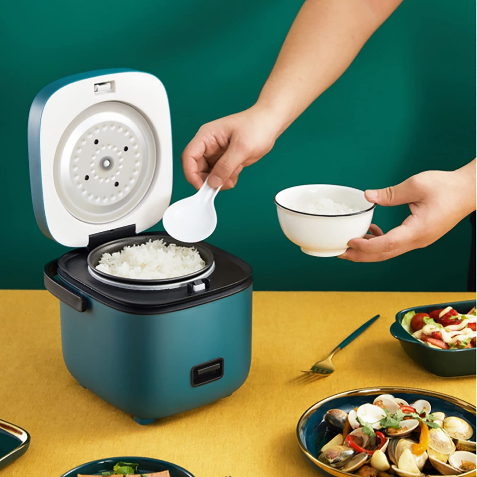 Cuociriso Mini (1,2L) Multifunzione per Uso Domestico, Cottura a Vapore e Cottura per 1-2 Persone, 220-240 V