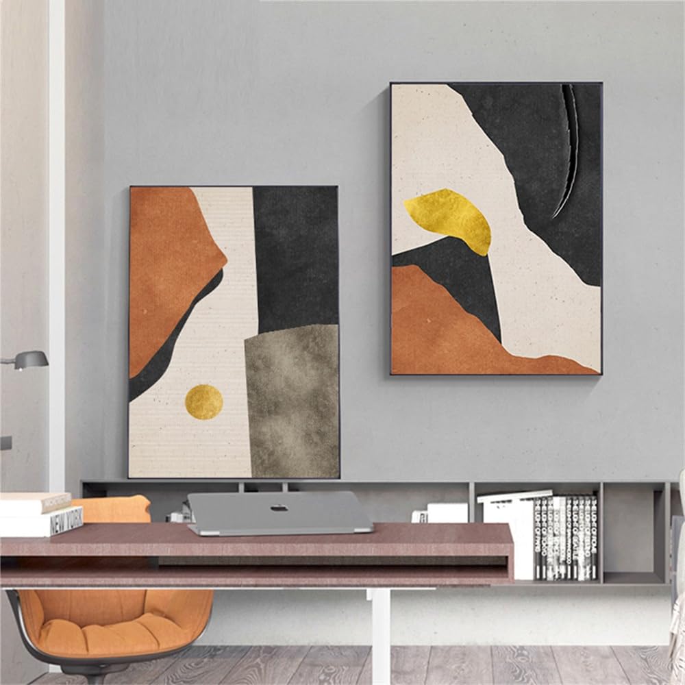 WUHBCZ Canvas Paints,Abstract Canvas Painting Color Block Wall Paintings Nordic Poster Print Wall Pictures for Living Bedroom Office Room Bedroom Decor-60 * 70cm*2PCS (No Frame)