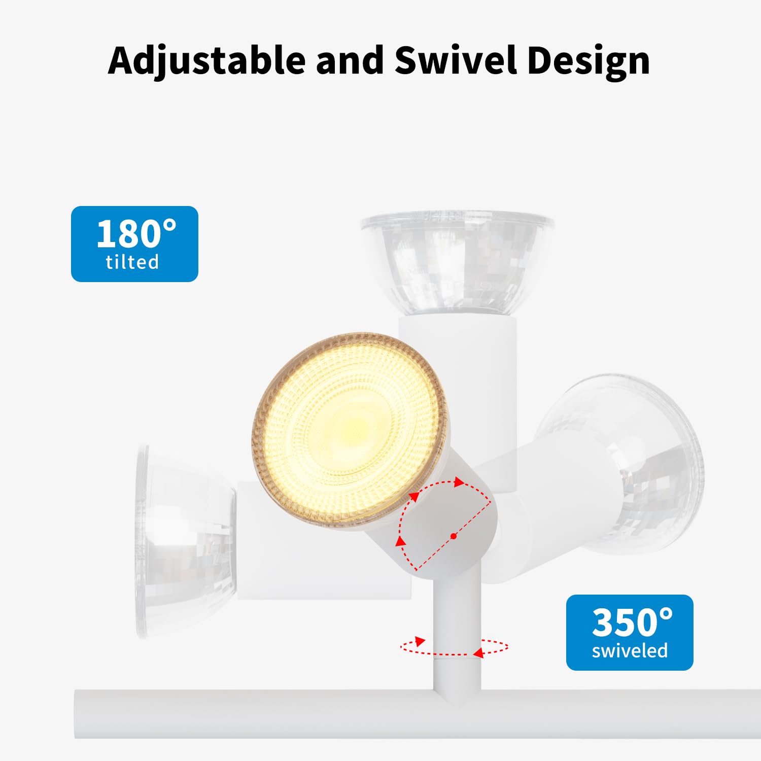LVWIT Foco de techo blanco giratorio, 6 vías, luces de techo para sala de estar, luces de cocina GU10, luces de techo GU10, soporte de montaje de lámpara de techo para salón, dormitorio, comedor (sin