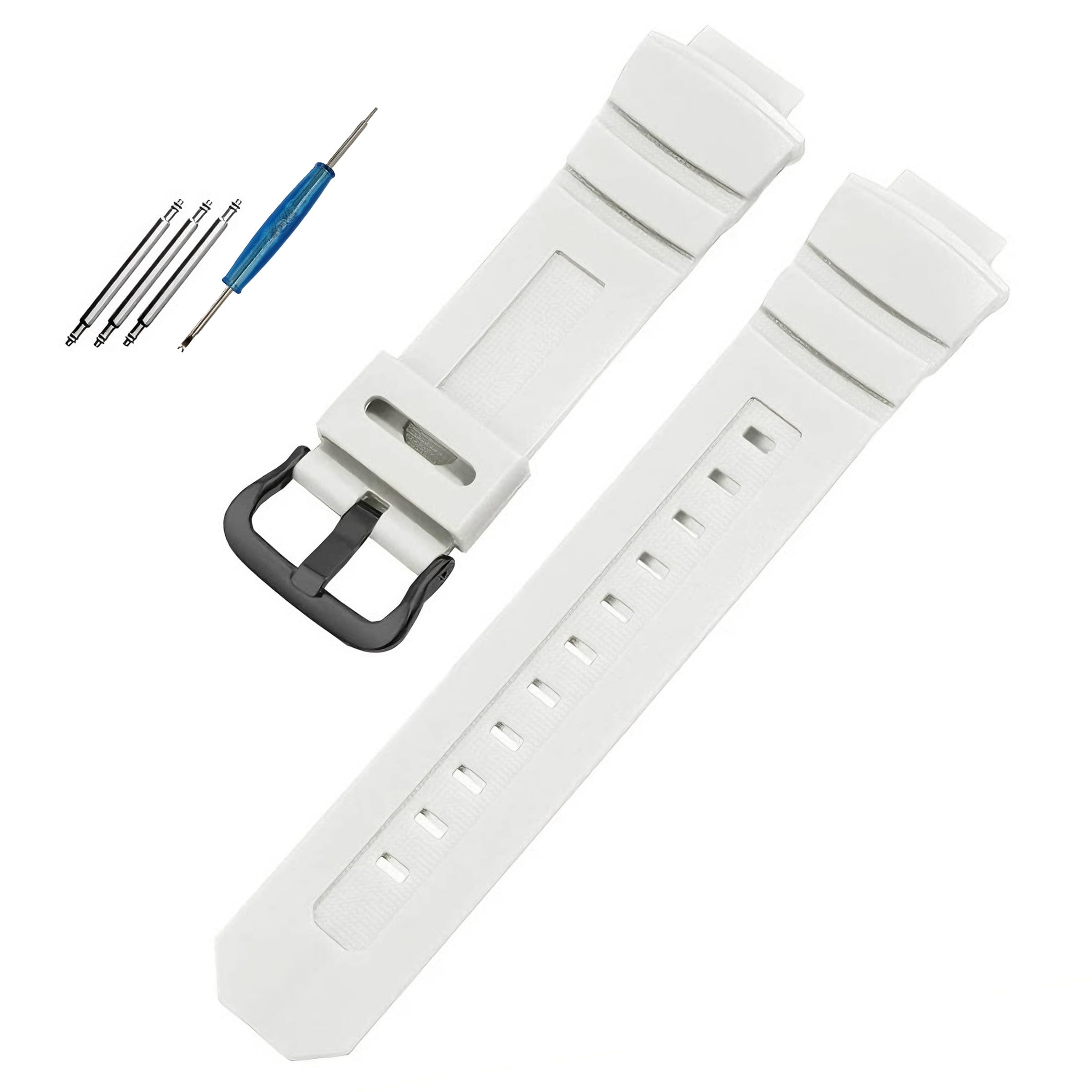 [HEZKUGU] For G-SHOCK シリコンバンド 互換 AW-590,AW-591,AWG-100BR,AWG-100,AWG-M100,AWG-101,AW-5230,G-7700,G-7710 等 付属工具付 柔らかく丈夫 通気性良好 肌に優しい 腕時計バンド