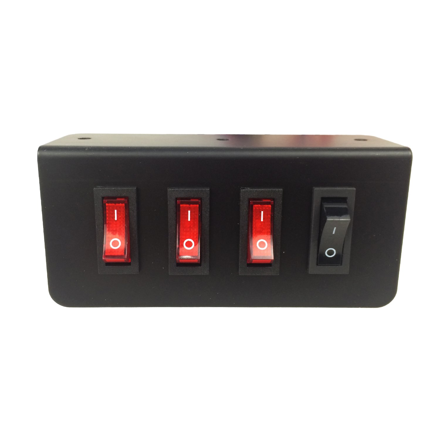 Abrams Taurus Premium 12V Switch Box Panel - (3) ON/Off Rocker Switch with LED Light & (1) Momentary Switch Plate - 2 x 15 Amp Inline Fuse -