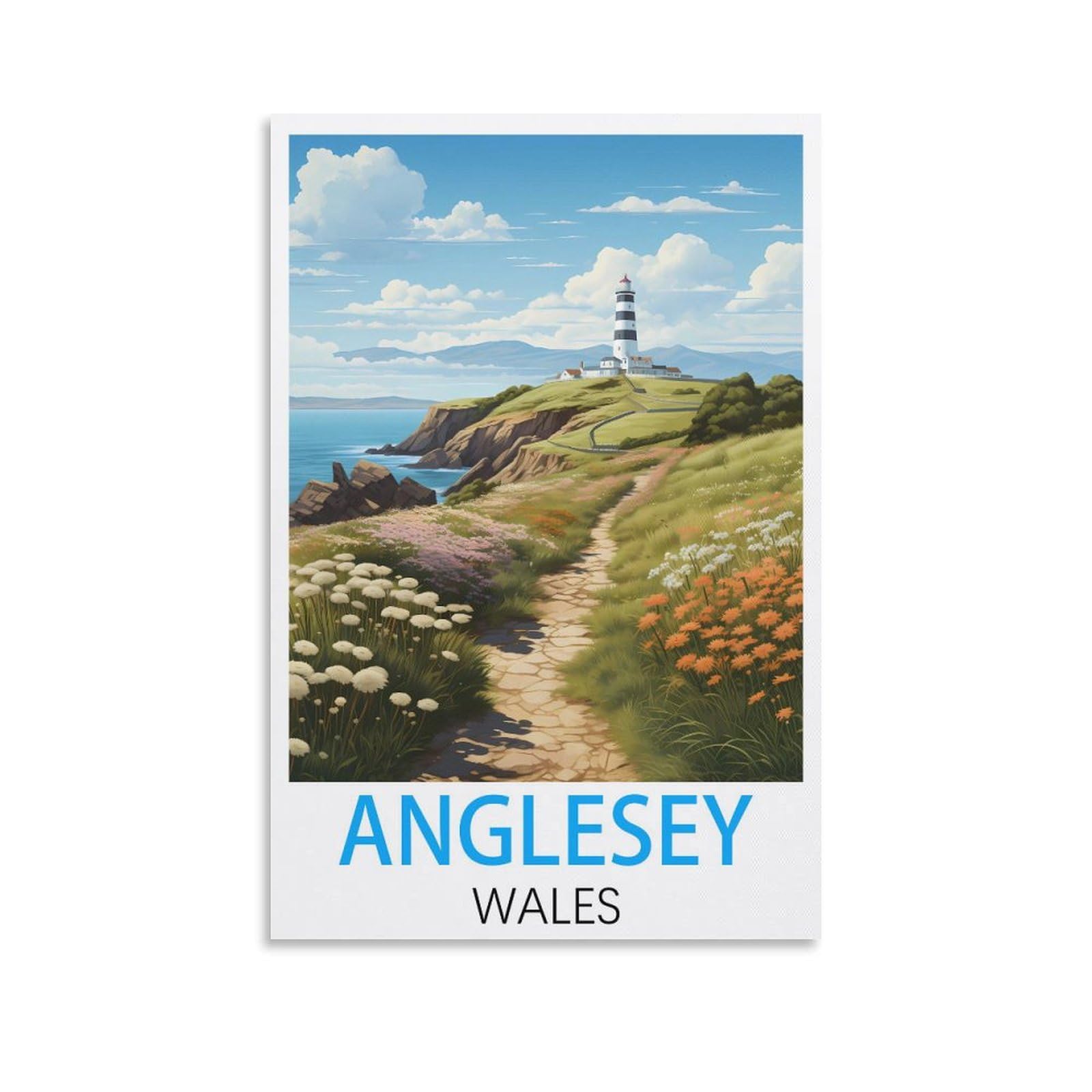 HSAYYIII Anglesey Wales Vintage Travel Poster 12x18inch(30x45cm) Canvas Art Poster And Wall Art Picture Print Bedroom Decor