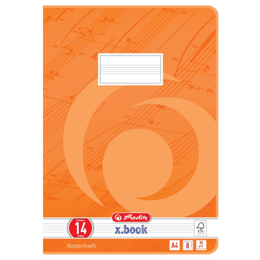Herlitz 3324407 Notebooks A4/8 Line Style 14 (Music Lines Without Guide Lines) FSC Mixed Pack of 10 Assorted Designs