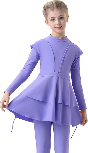 Rash Guard for Girls Modest Swimwear Muslim Long Sleeve Swim Top Pants Swimsuit Hijab 3 Piece Bathing Suits