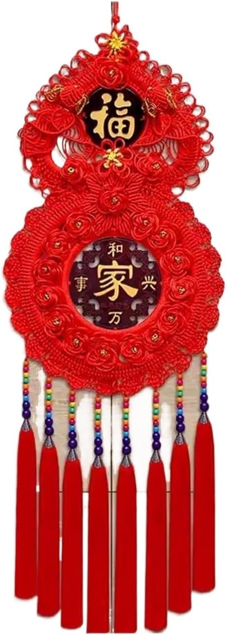 Chinese Knot,Lunar Year Pendants, Chinese New Year Decorations, Red Gourd Shape Pendant Chinese Lucky Hanging Ornaments for New Year Home Office Chinese Knots Tassels (Color : Type D) (Color : Type a