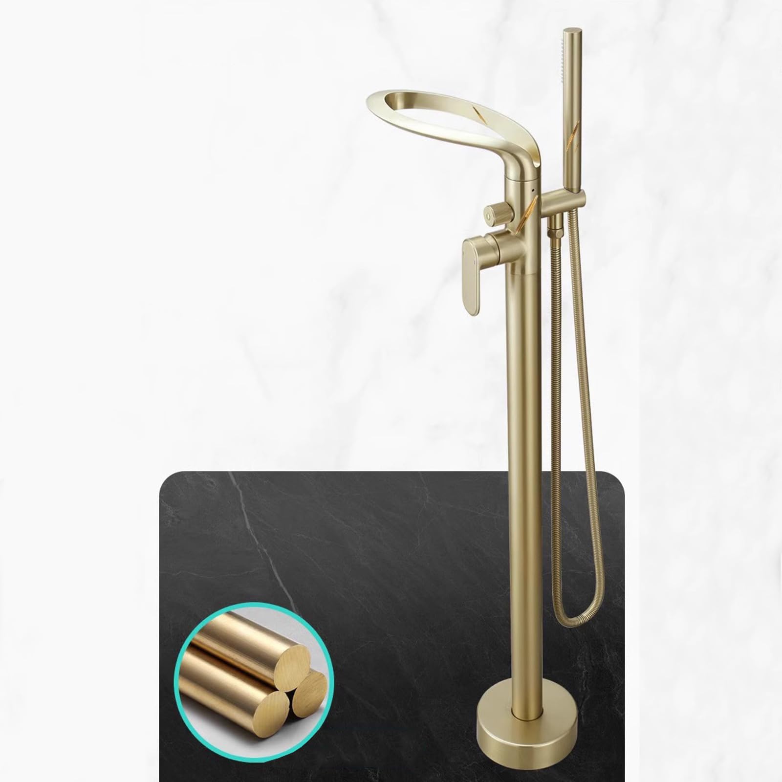 BiaoTeng Grifo de Bañera Exenta con Ducha Mano Negro Laton