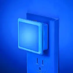 2 pacotes de luz noturna plugue na parede, luzes noturnas com luz azul, iluminação doméstica de tamanho pequeno, lâmpada elegante para festa, quarto, sala de jogos, banheiro, iluminação doméstica