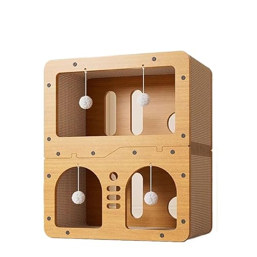 Tufduzoキャットスクラッチボード 耐摩耗性 落ちない 欠け 猫 猫爪とぎボード 猫の家 猫の巣 オールインワン 傷つきにくい 猫部屋 ダンボール箱 ハウス 4つ 季節の普遍的な内側と外側の8つの側面は、爪を挽くために使用することができます (F,ログ