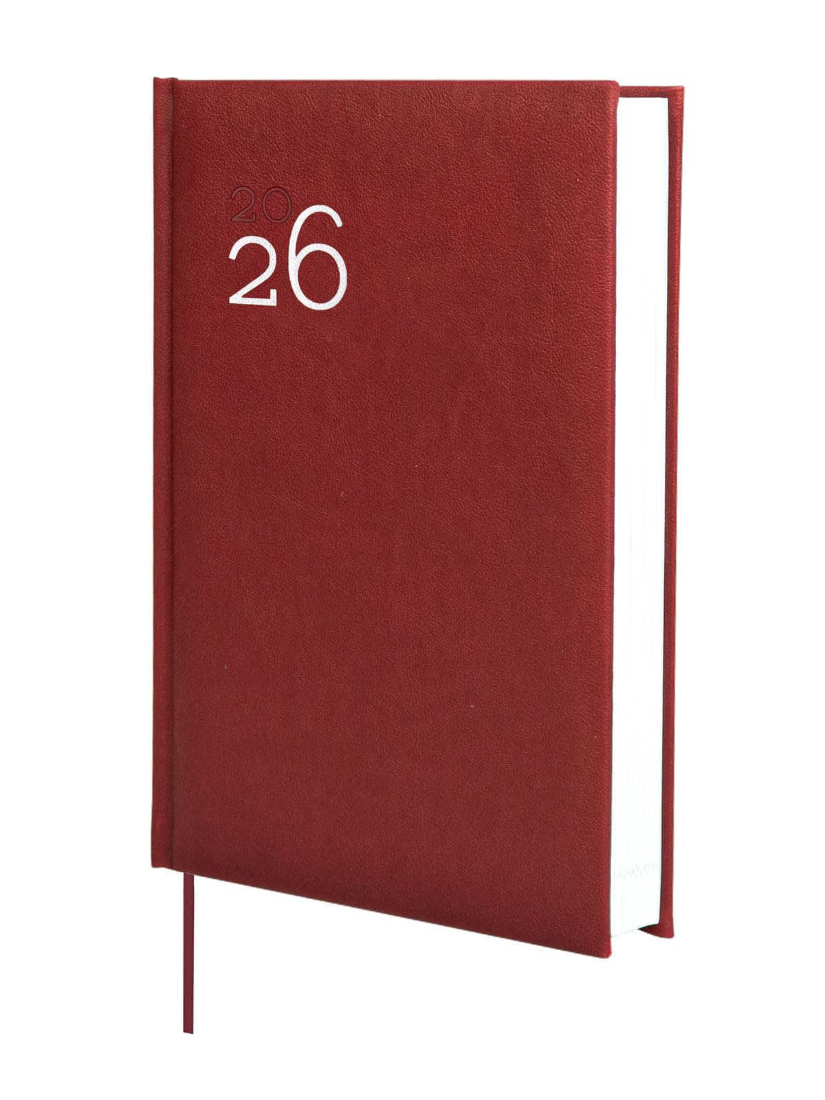 Finocam - Agenda 2026 1 Day Page | January - December (12 months) | Annual Agenda 2026 | Bound Hardcover Padded Milano - Bordeaux - Spanish