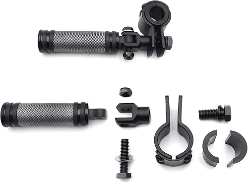 HTTMT - Clavija de pie redonda negra con abrazadera de 0.984 in 1.260 in compatible con YAMAH XV250 XV400 Virage PN MT216-049+216-096-BK