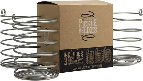 Trellis + Co. Bobinas PickleHelix de acero inoxidable, pesas de fermentación Paquete de 3 para fermentación de tarros Mason de boca ancha La