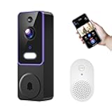 1080p Wireless Video Doorbell Camera with Doorbell Receiver, Color Night Vision, 2-Way Talk, AI Human Detection and Alerts, 2.4G WiFi Only, Battery Powered, Cloud Storage (Sold Separately)