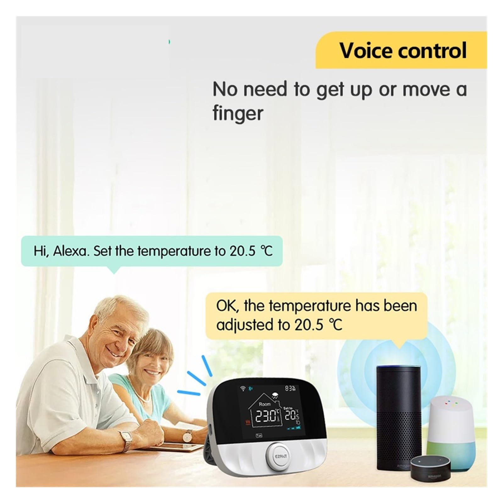 Termostato Intelligente, Termostato Smart Tuya ， Regolatore di Temperatura Wireless for Riscaldamento dell'Acqua della Caldaia a Gas ， Termoregolatore LCD Smart Home(White T9W)