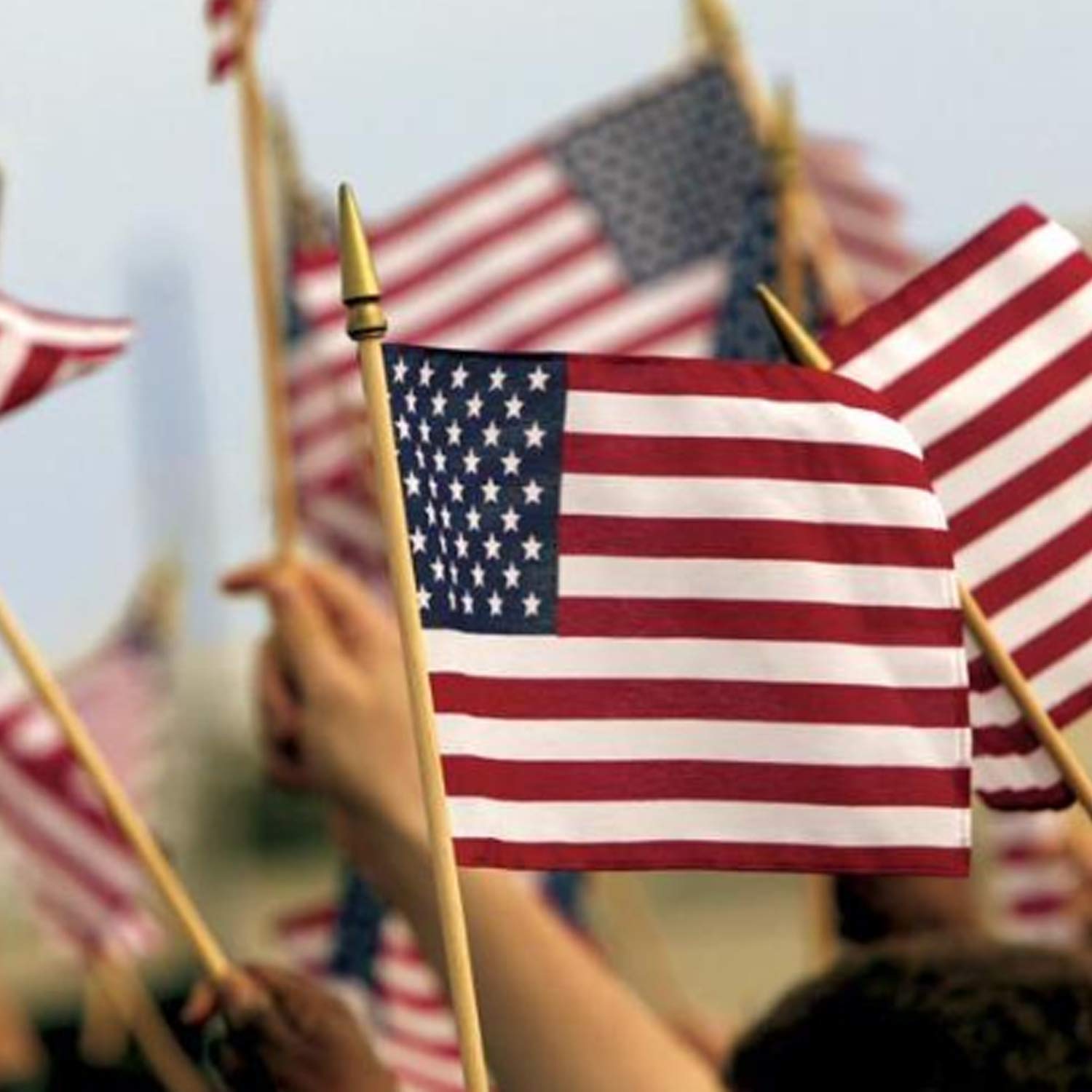 TS LLC 4x6” 6PACK Hand held American Flag Small Mini US Wooden Stick Flag with Pole Spear Top for July 4th Independence Day,USA Patriotic Decorations