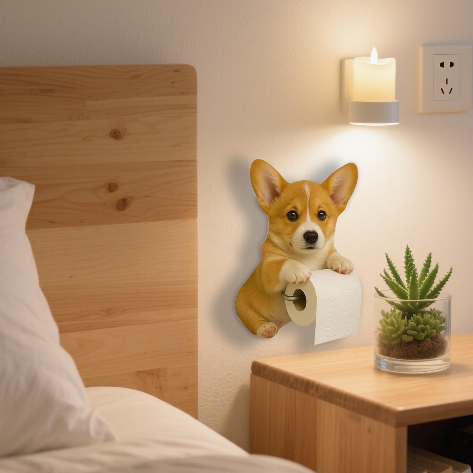 Papierrollenhalter mit Hund, Wandregal, Aufbewahrung und