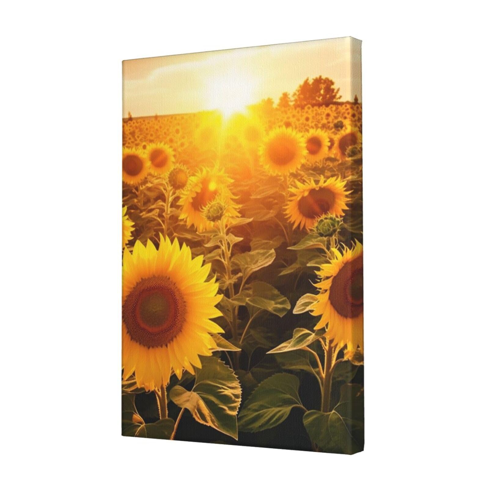 FodPand Sunshine Sunflower Field Canvas Wall Art for Living Room Wall Decor 12"x18" Modern Artwork Painting Pictures Hanging Canvas Prints Aesthetic Wall Art for Bedroom Bathroom Office Wallart Decor