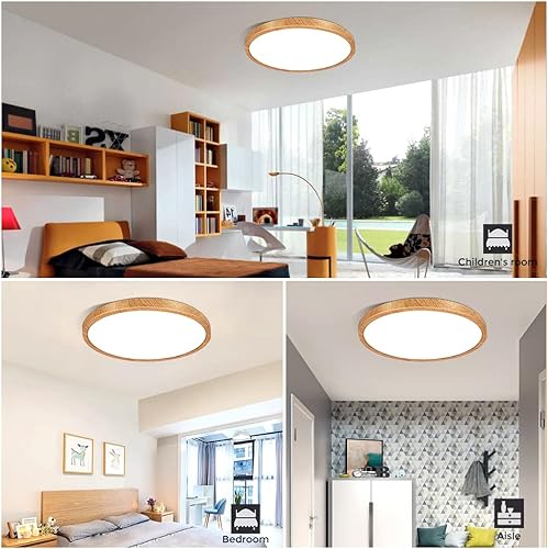 Miniatura 7 de Lámpara de techo LED de 12 pulgadas, montaje empotrado, alfombrilla de ABS, 2800 K blanco cálido, 24 W, lámpara de techo redonda moderna plana de