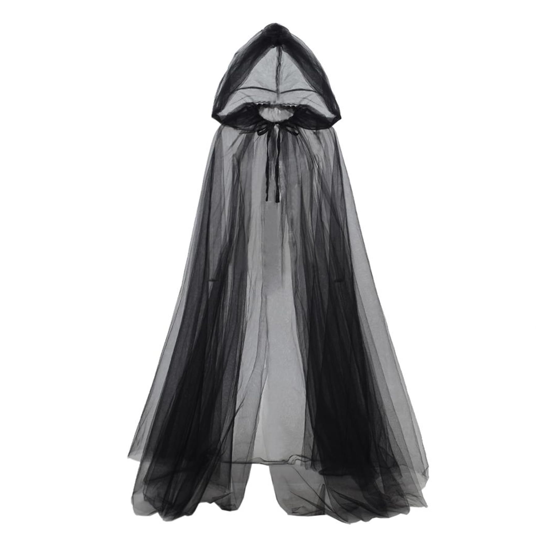Adult Full-Length Sheer Cape with Oversized Hood Halloween Ghost Cosplay Costume Cloak