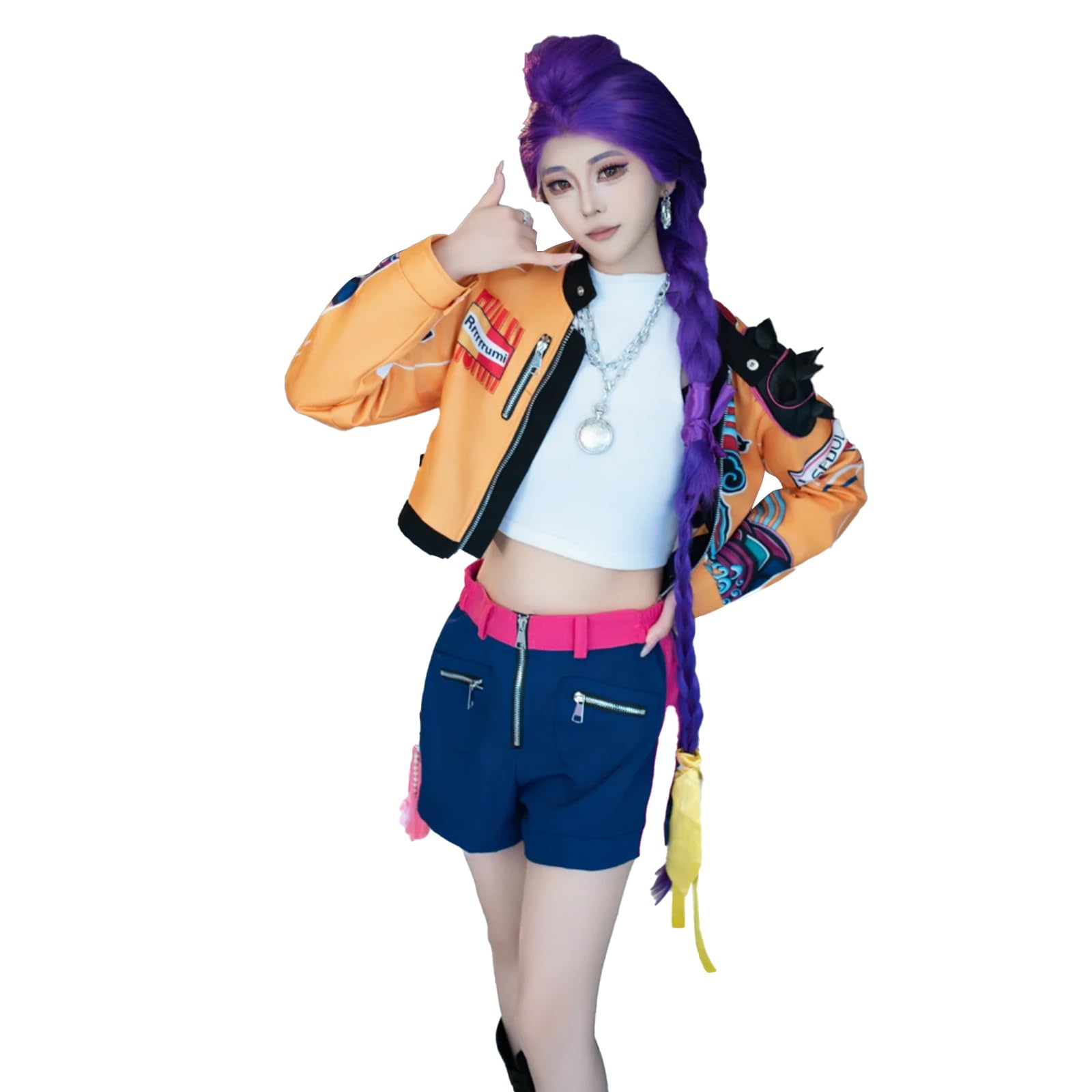 CR ROLECOS Rumi Costume for Adult Women Pop Singers Outfit Include Jacket T-shirt and Shorts Halloween Suit S — image 1