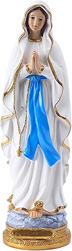Estatua de resina de 11.8 pulgadas de The Virgin Mary Home, pintada a mano, religiosa y católica, adecuada para decoración religiosa del hogar,