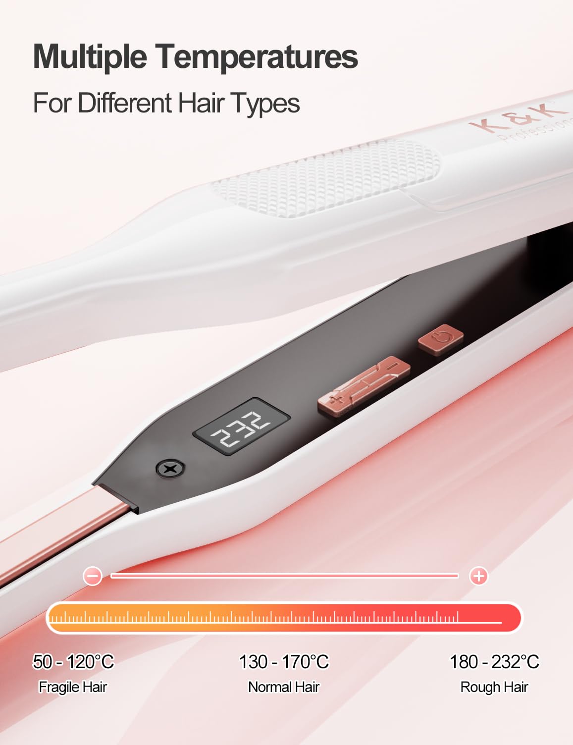 K&K Small Flat Iron Short Hair, Upgrade Pencil Flat Iron Prostownica do Włosów do Krawędzi, Prostownice do Fryzur Pixie, Retuszów i Grzywek, Pływająca Płyta z Ceramiczną Powłoką Turmalinu