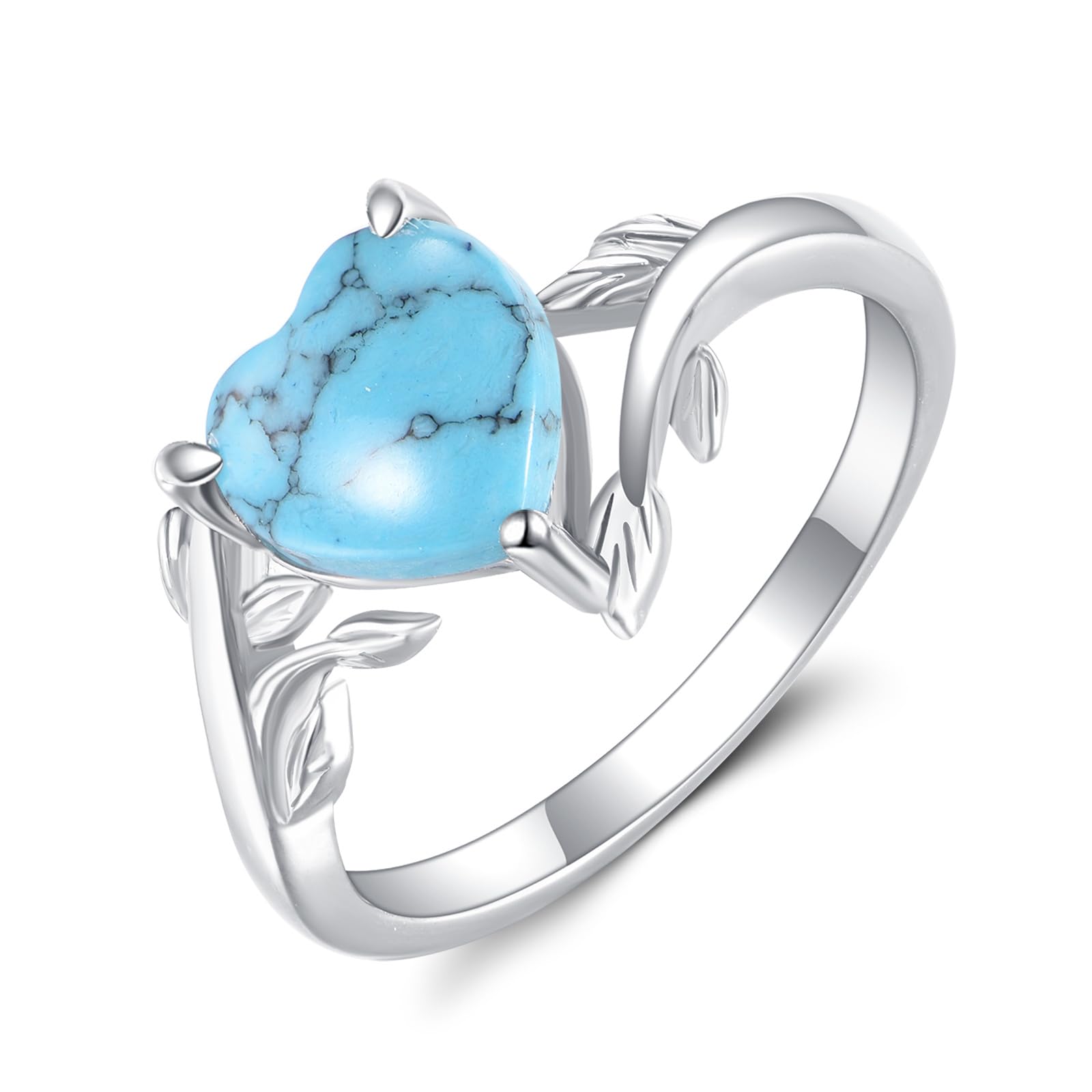 Bague en argent 925 anti-allergie avec agate mousse véritable - 8