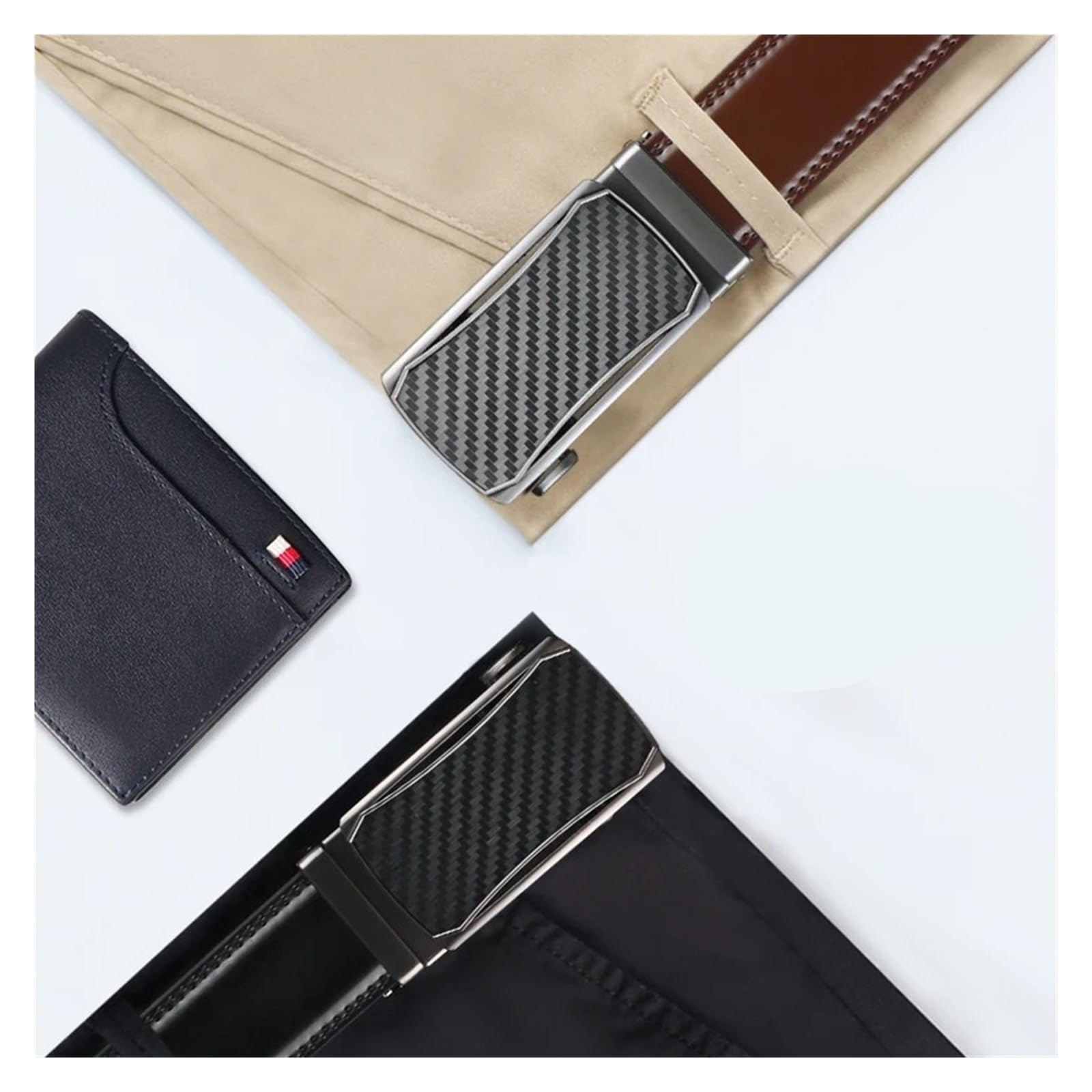 Cinturones Hombre Cinturón de trinquete cuero genuino for hombre, hebilla automática ajustable, estilo informal negocios