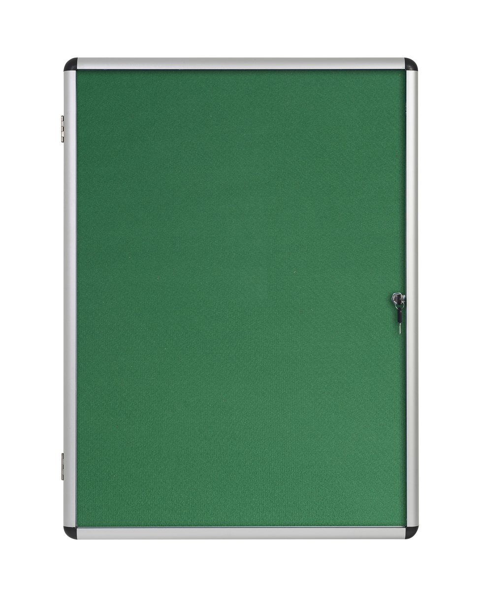 Bi-Office Enclore Green Felt Lockable Noticeboard 20xA4