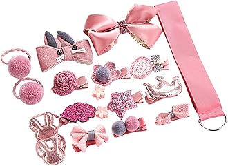 Melbees by Yellow Chimes18 Pcs Set of Hair Accessories for Kids with Peach Color Hair Clips and Hair Band Assortment Gift Set for Kids Girls (Pack of 18)