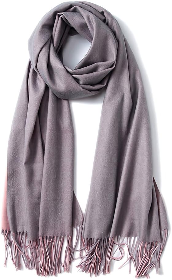 FORTREE Cashmere Feel Warm 2 Tone Shawl - Oversized 78"x28" Wrap Scarf (7 Colors Available)
