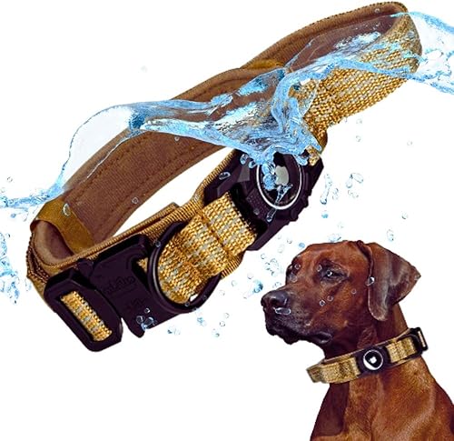 Collar táctico para perro AirTag  Soporte impermeable para AirTag  Hebilla de ABS de seguridad  Nylon 1000D  Sujetadores de tacto luminoso  Collar